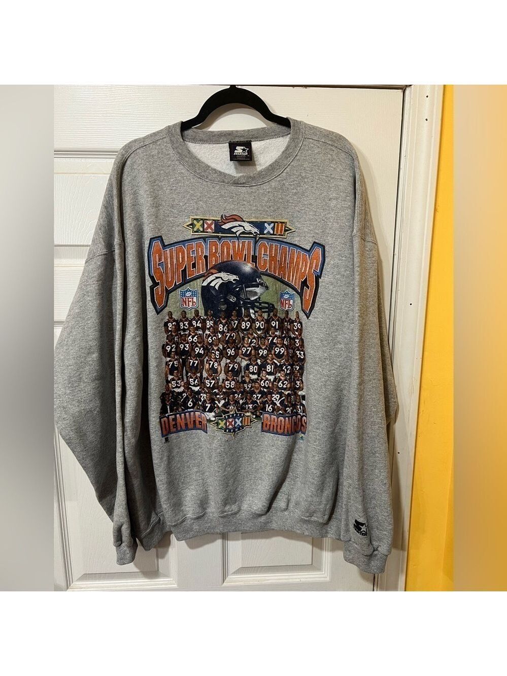 VINTAGE STARTER SUPER BOWL XXXII DENVER BRONCOS MADE IN USA SWEAT-SHIRT